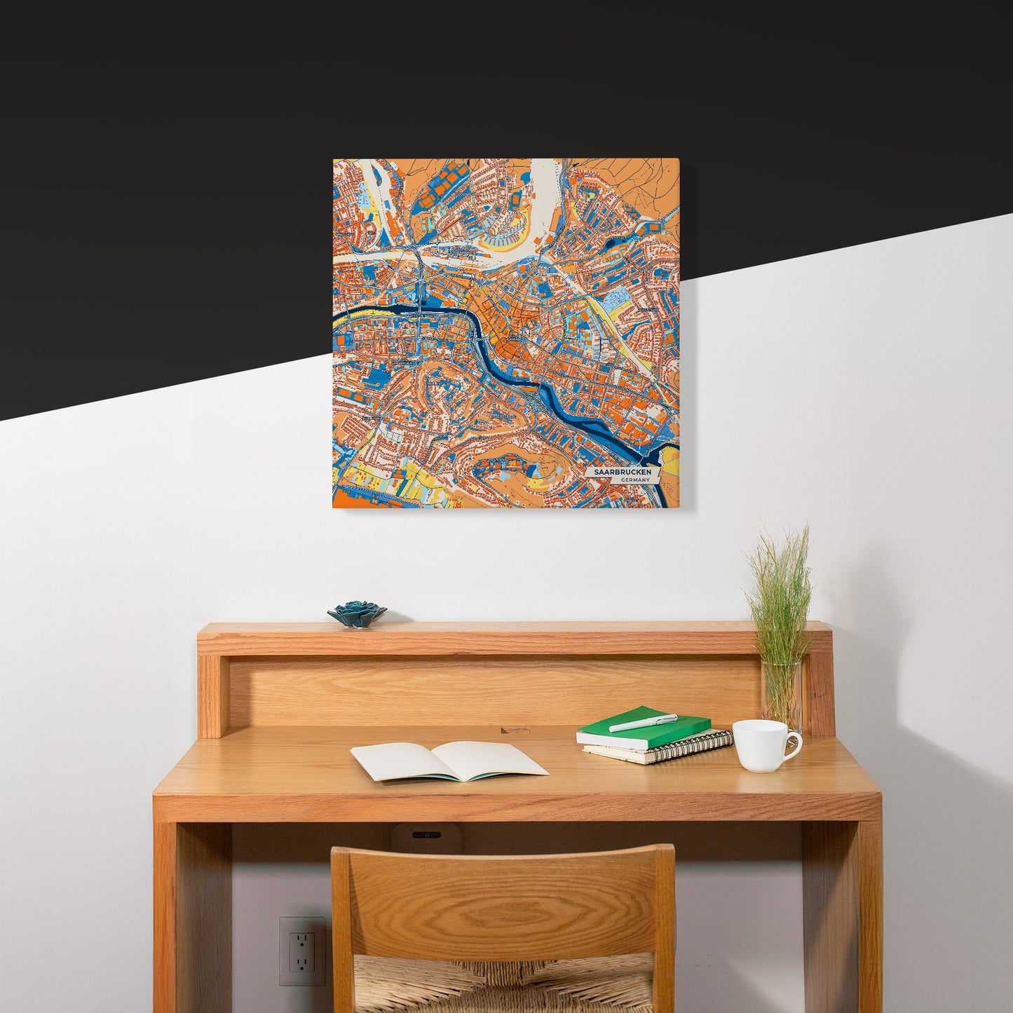 Saarbrücken Germany Colorful City Map Canvas Print Scene