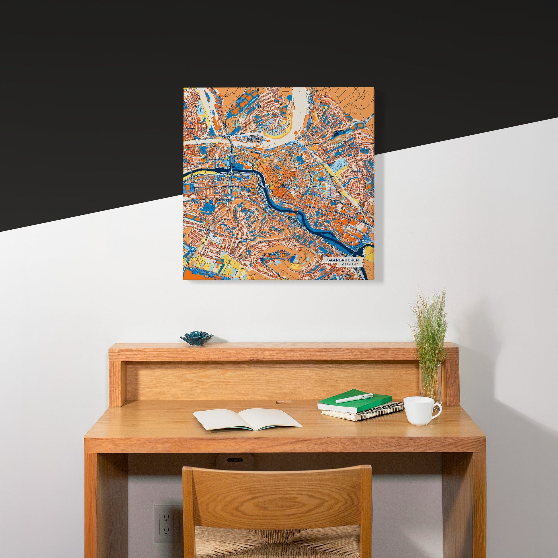 Saarbrücken Germany Colorful City Map Canvas Print Scene