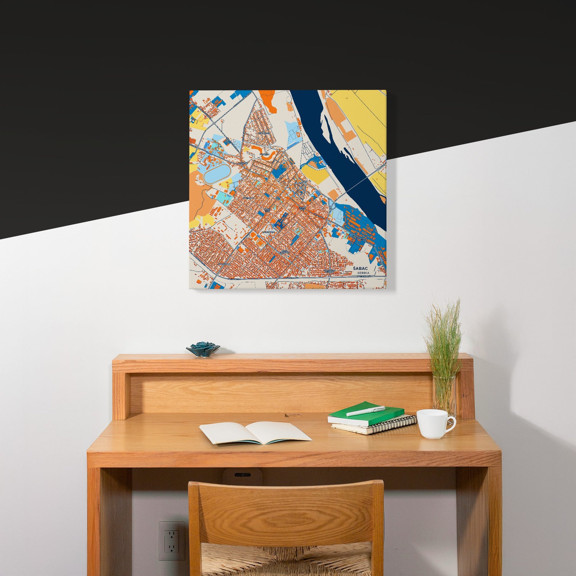 Шабац Serbia Colorful City Map Canvas Print Scene