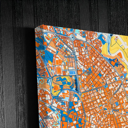 Sabadell Spain Colorful City Map Canvas Print Detail