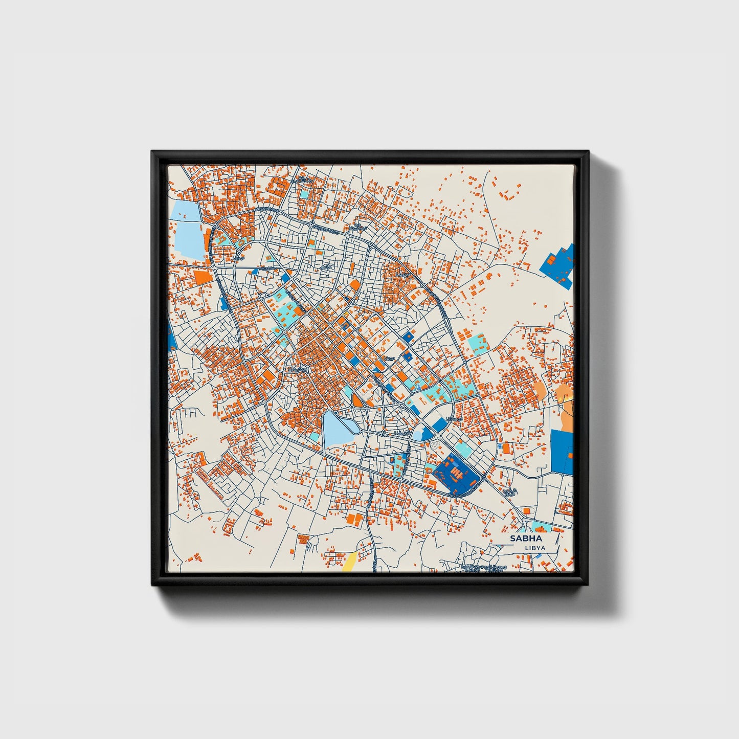 Sabha Libya Colorful City Map Canvas Print • Black Framed