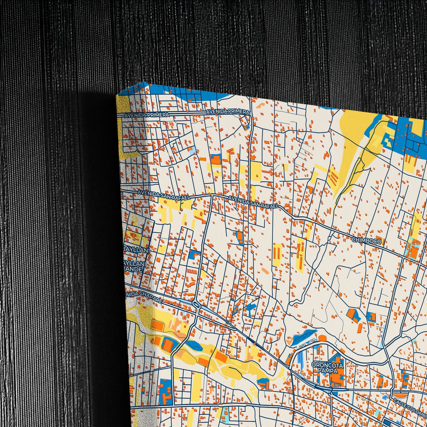 Sacaba Bolivia Colorful City Map Canvas Print Detail