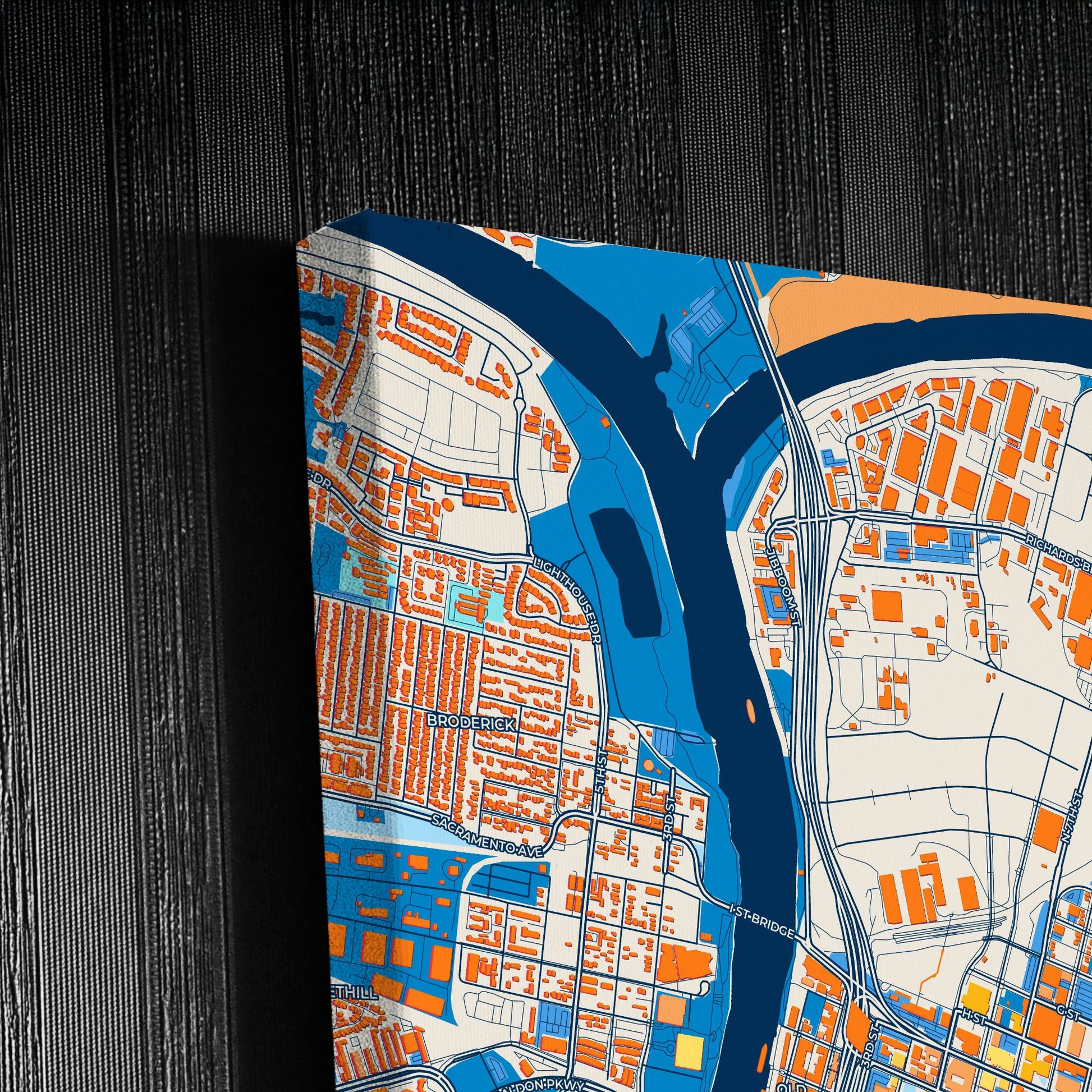Sacramento California Colorful City Map Canvas Print Detail