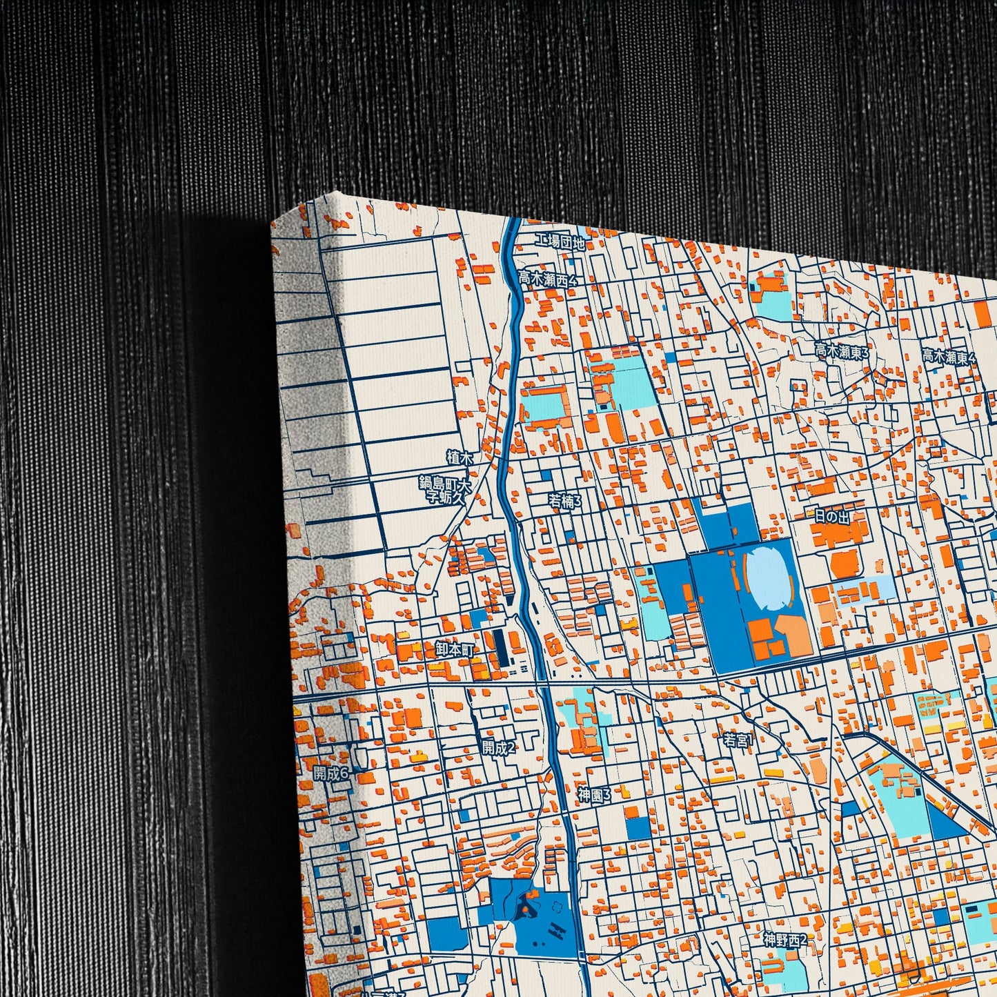 Saga Japan Colorful City Map Canvas Print Detail