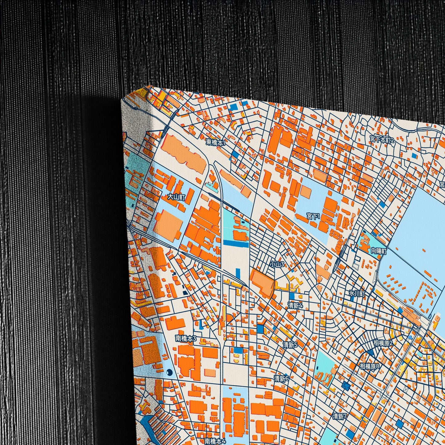 Sagamihara Japan Colorful City Map Canvas Print Detail