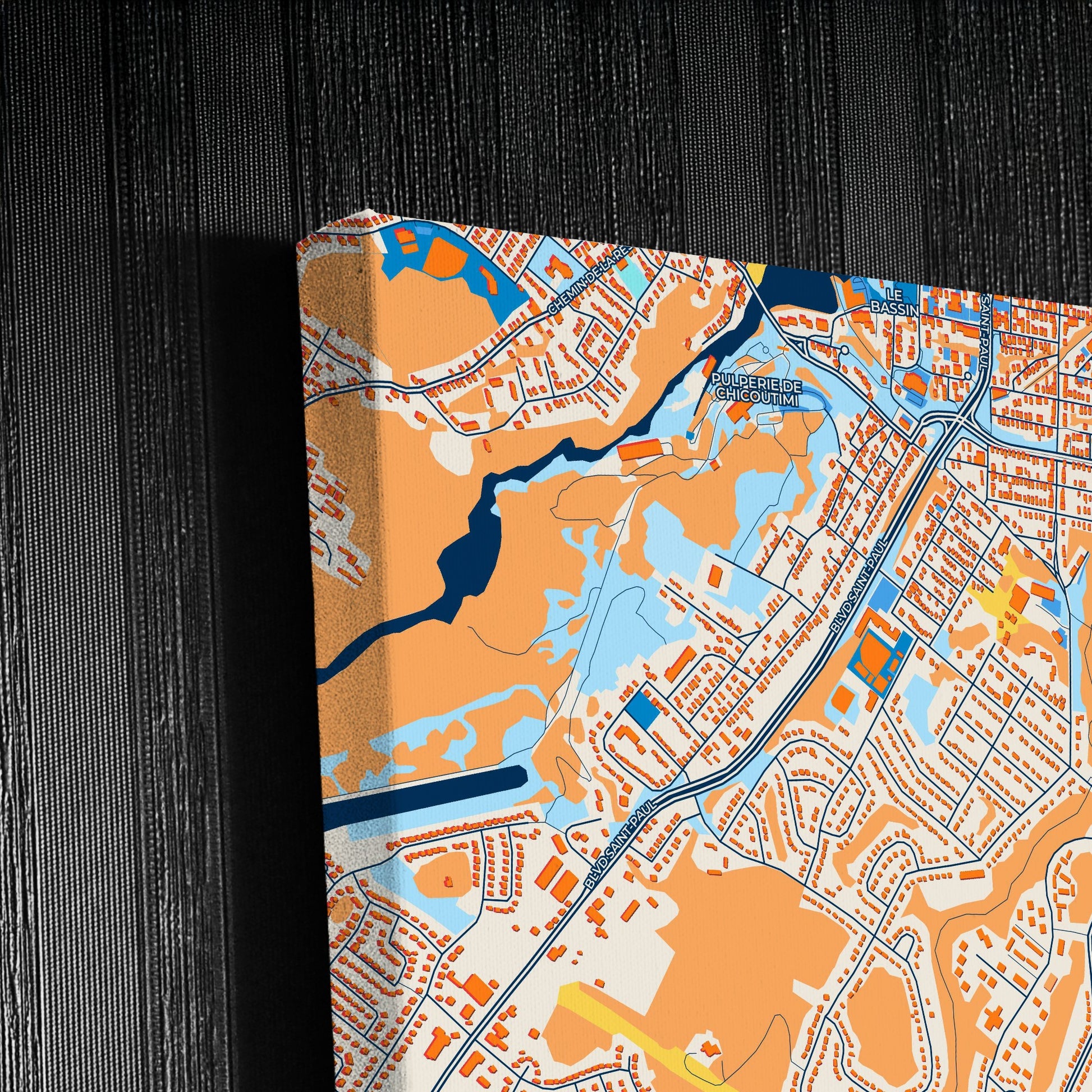 Saguenay Canada Colorful City Map Canvas Print Detail