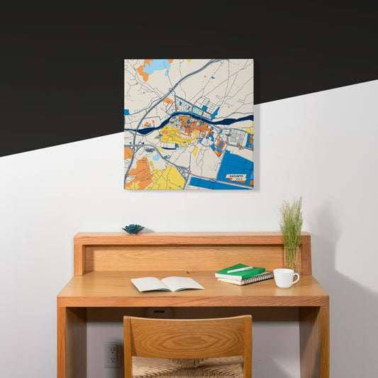 Sagunto Spain Colorful City Map Canvas Print Scene