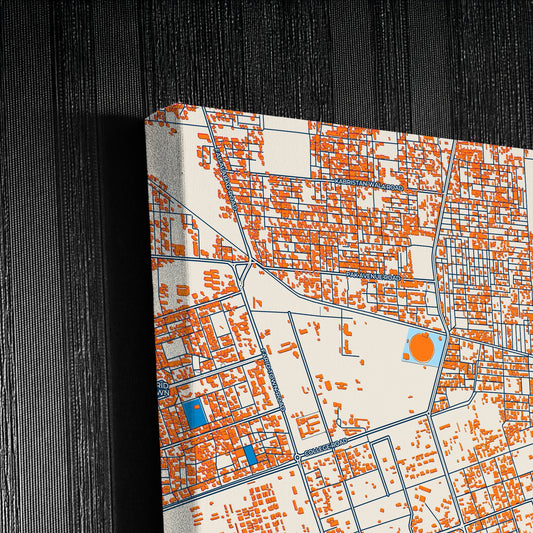 Sahiwal Pakistan Colorful City Map Canvas Print Detail