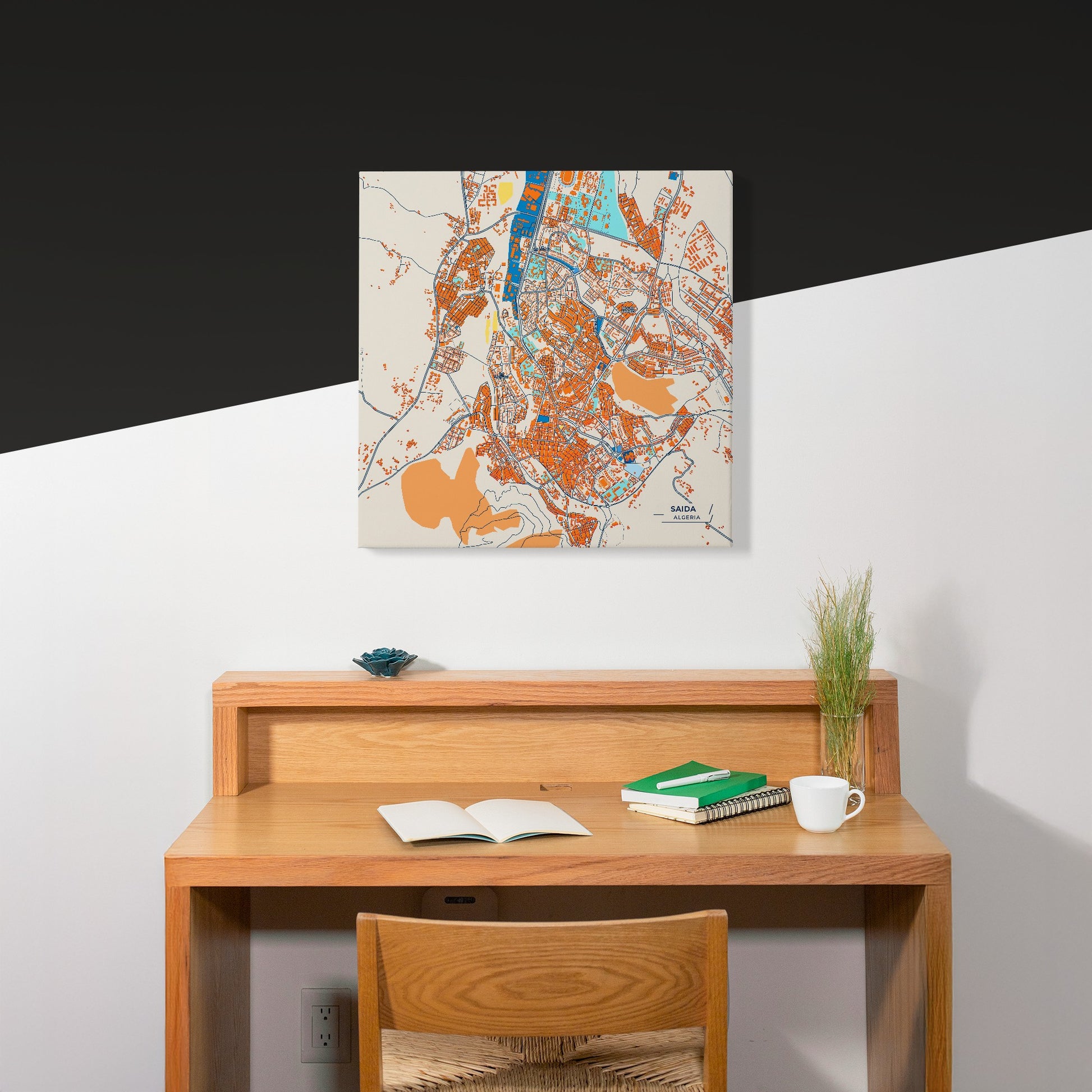 Saida Algeria Colorful City Map Canvas Print Scene