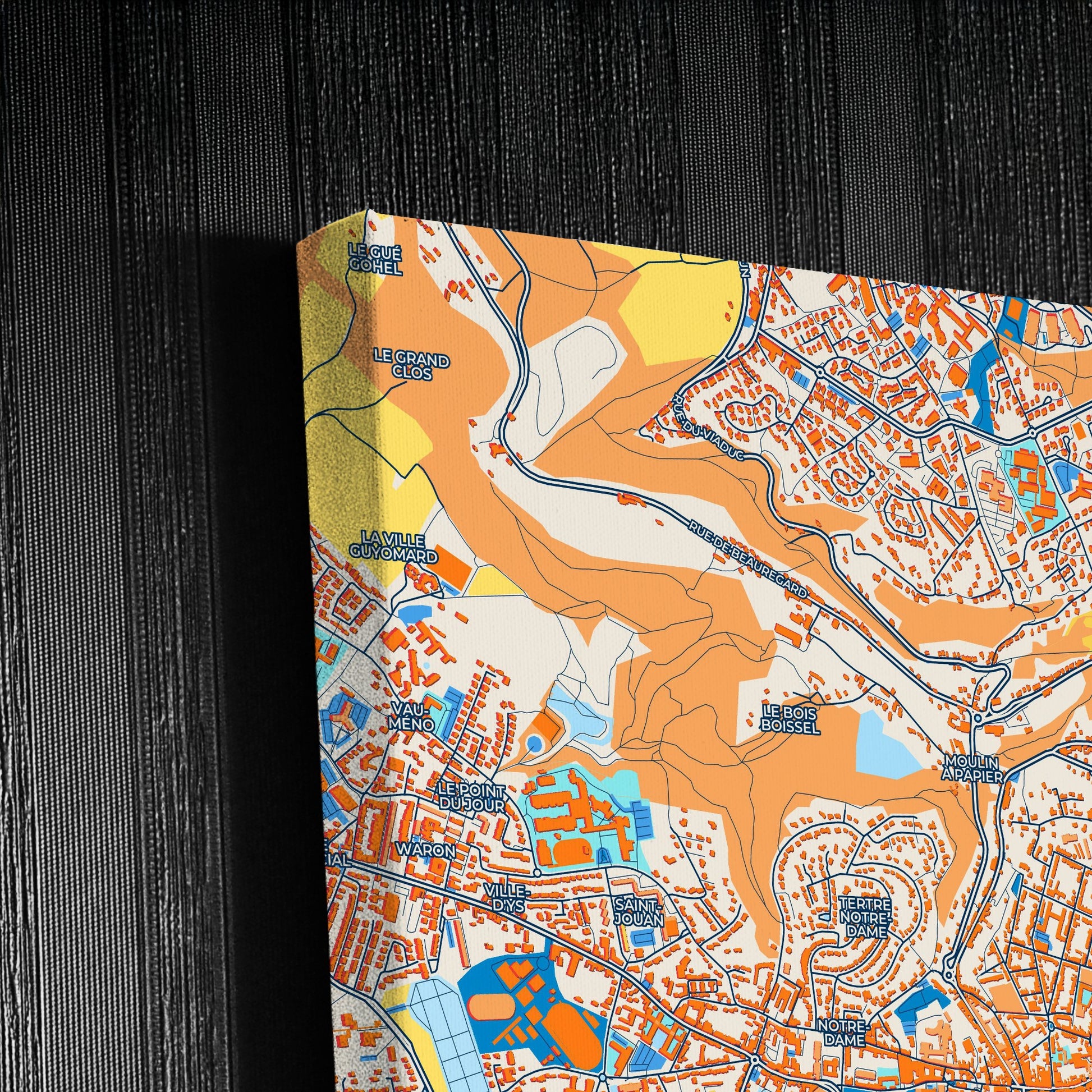 Saint-Brieuc France Colorful City Map Canvas Print Detail