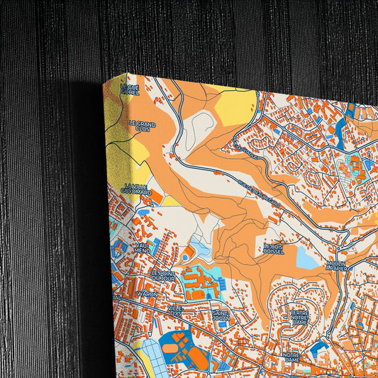 Saint-Brieuc France Colorful City Map Canvas Print Detail