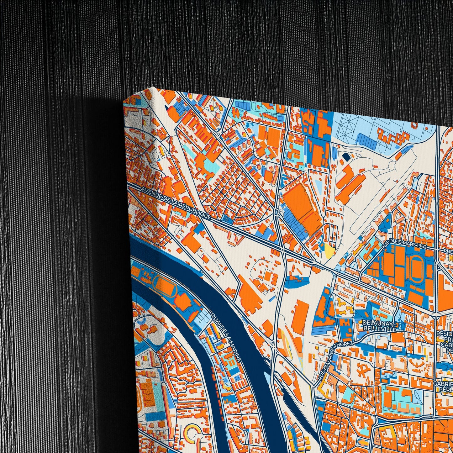 Saint-Denis France Colorful City Map Canvas Print Detail