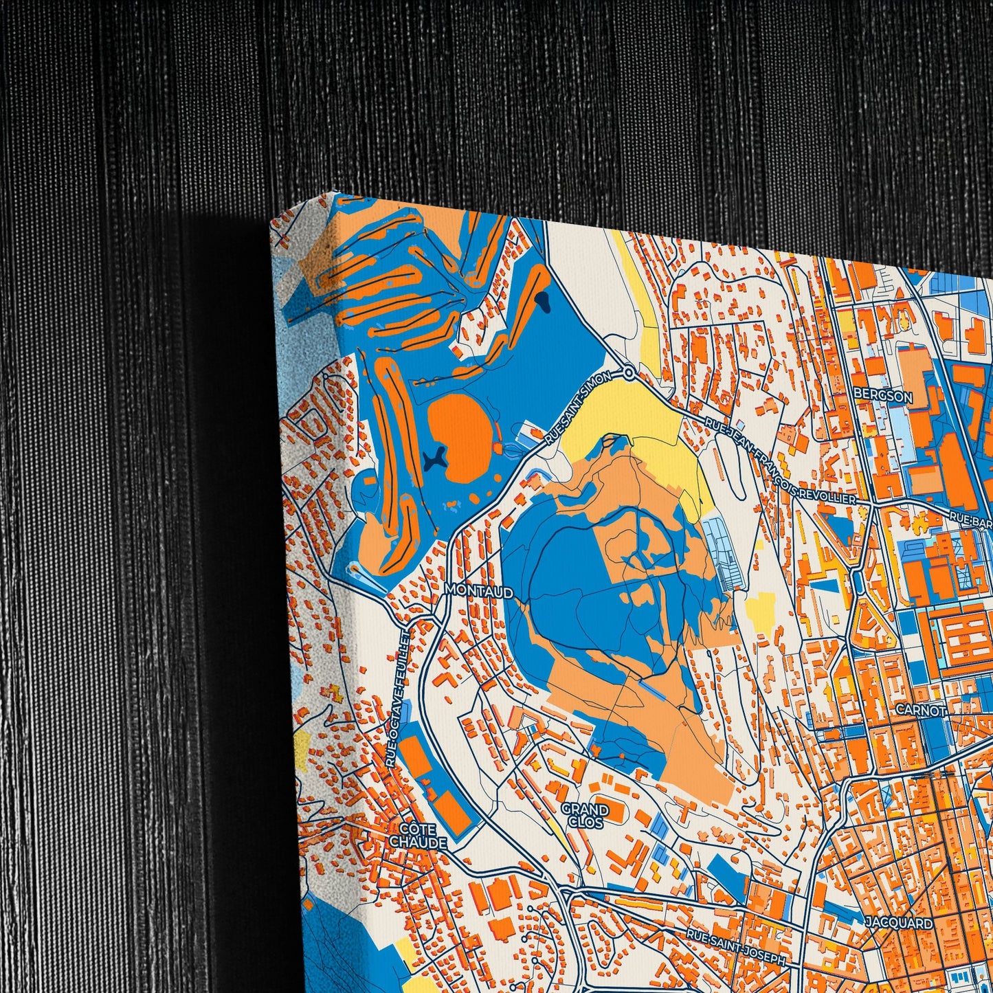 Saint-Étienne France Colorful City Map Canvas Print Detail