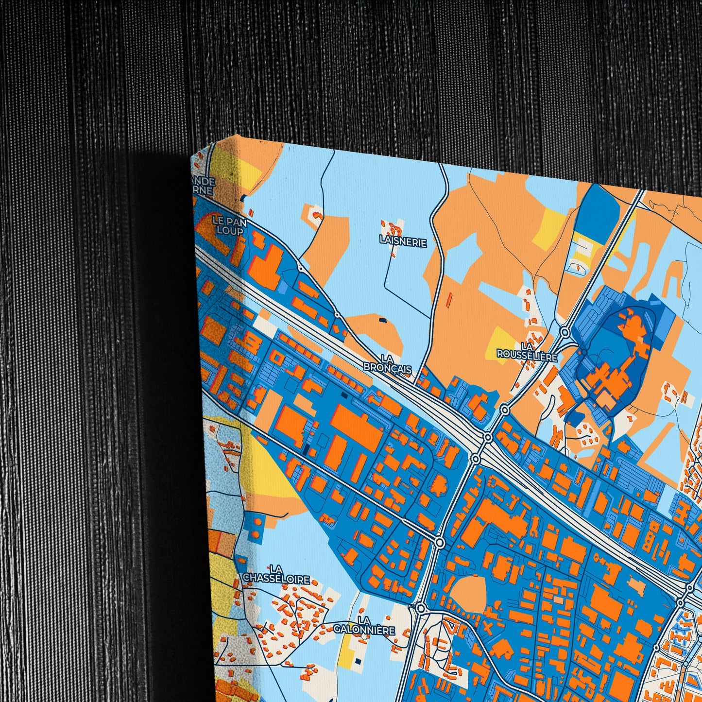 Saint-Herblain France Colorful City Map Canvas Print Detail