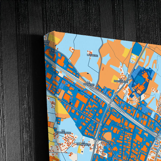 Saint-Herblain France Colorful City Map Canvas Print Detail