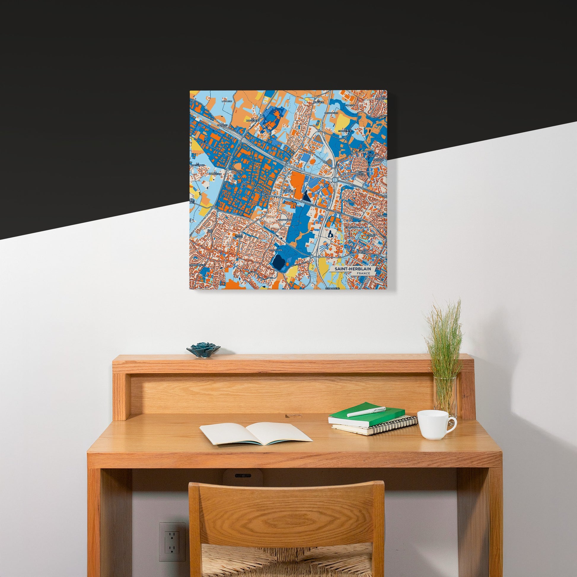 Saint-Herblain France Colorful City Map Canvas Print Scene