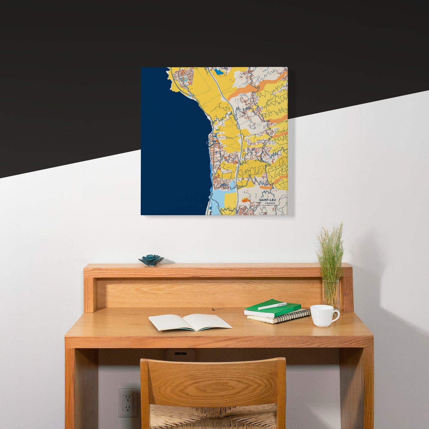 Saint-Leu France Colorful City Map Canvas Print Scene