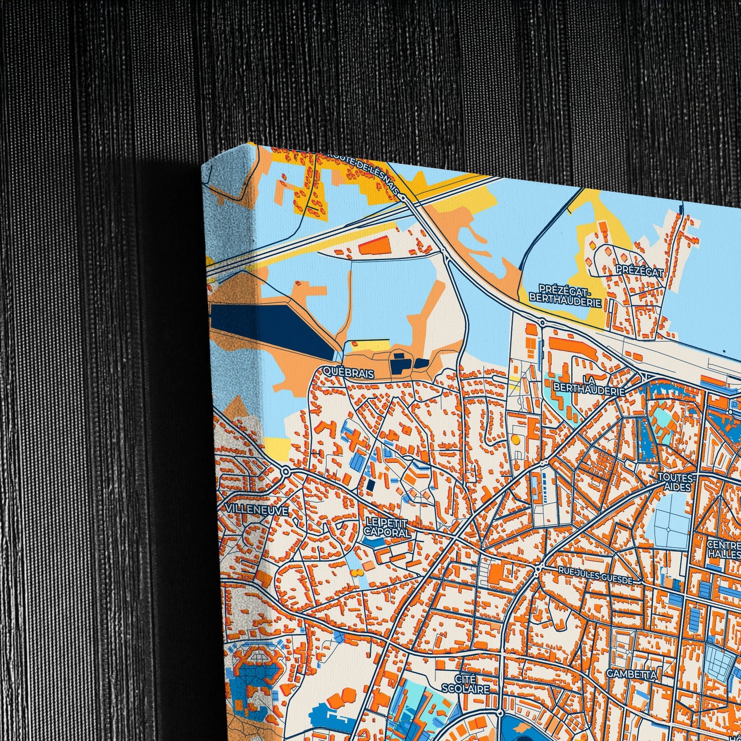 Saint-Nazaire France Colorful City Map Canvas Print Detail