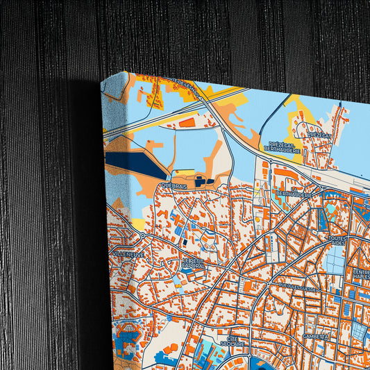 Saint-Nazaire France Colorful City Map Canvas Print Detail