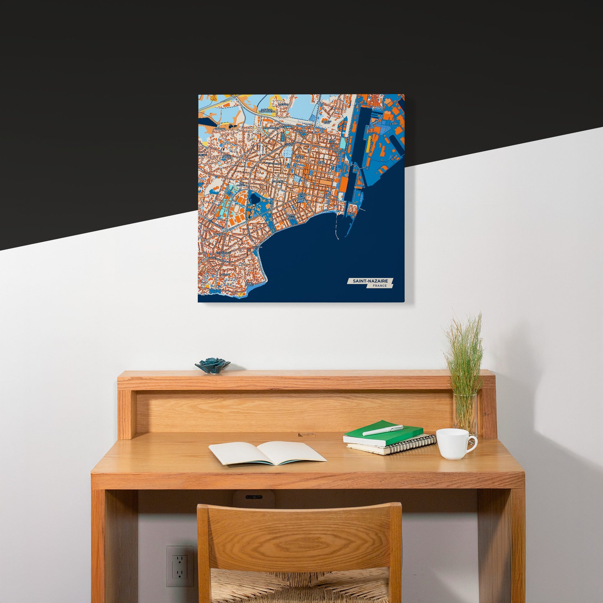 Saint-Nazaire France Colorful City Map Canvas Print Scene