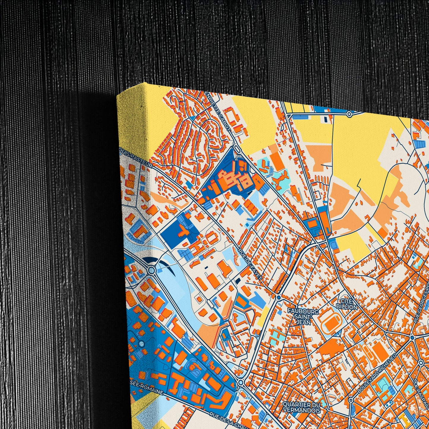 Saint-Quentin France Colorful City Map Canvas Print Detail