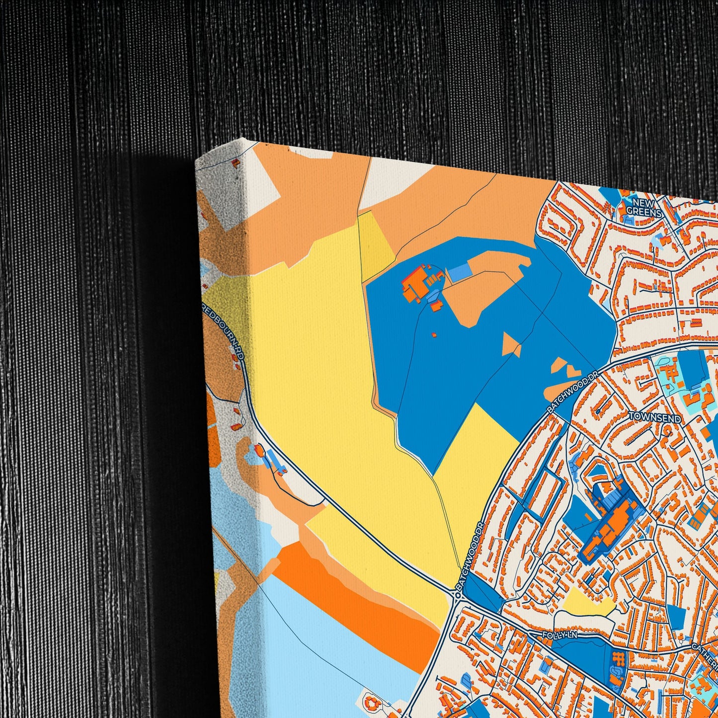 Saint Albans England Colorful City Map Canvas Print Detail