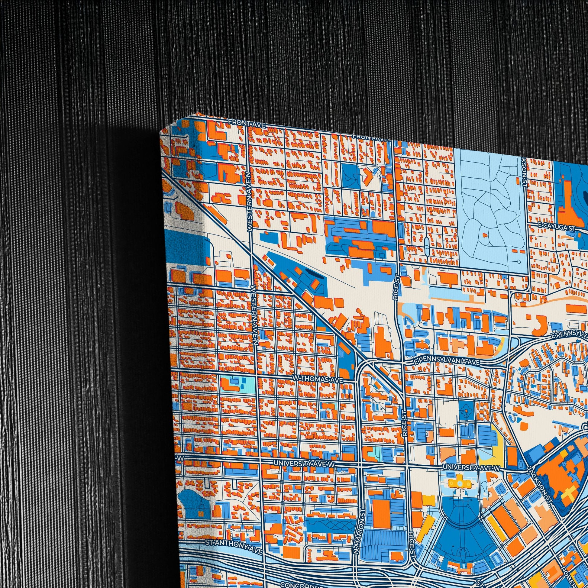 Saint Paul Minnesota Colorful City Map Canvas Print Detail