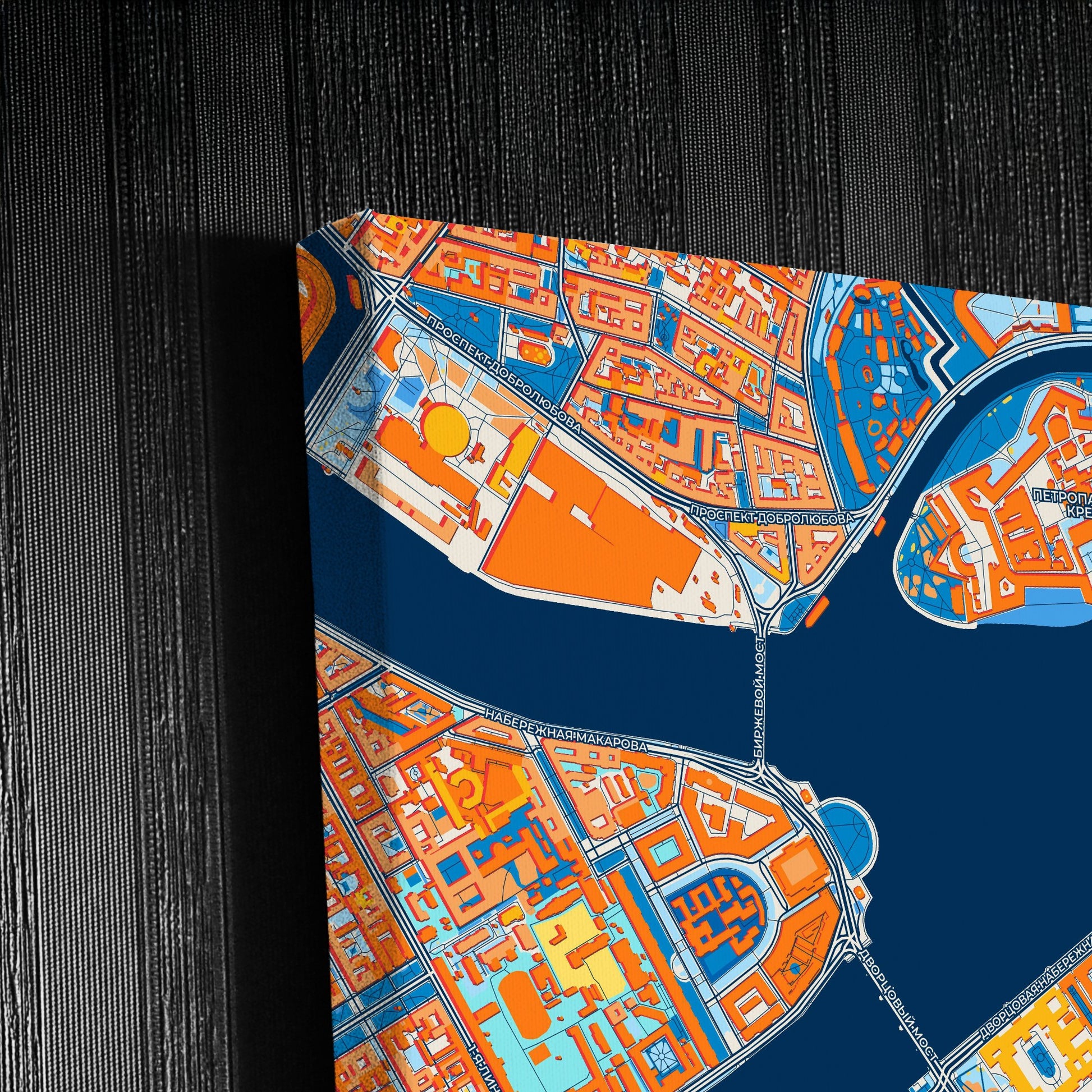 Санкт-Петербург Russia Colorful City Map Canvas Print Detail