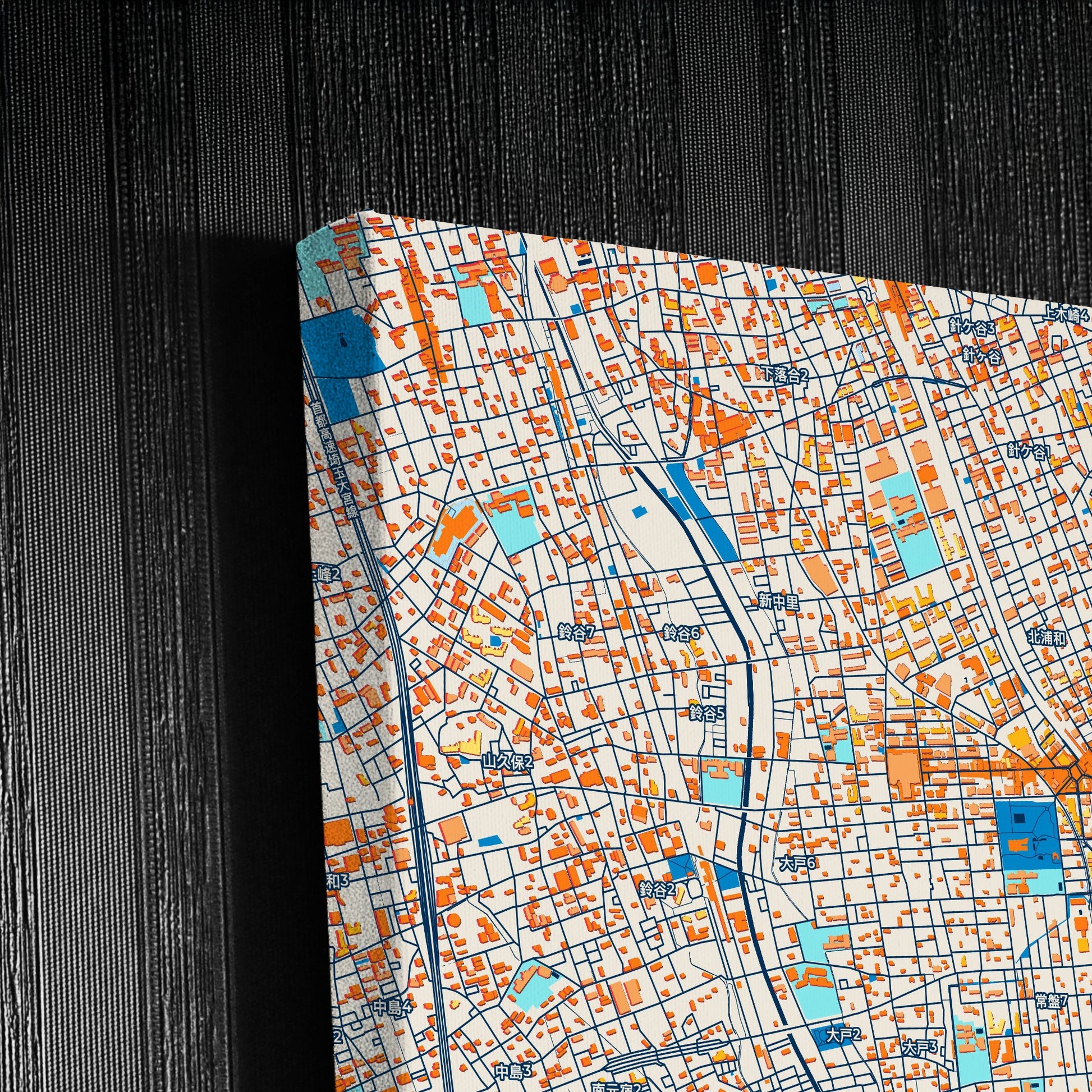 Saitama Japan Colorful City Map Canvas Print Detail