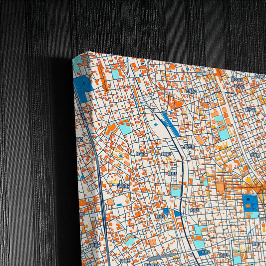 Saitama Japan Colorful City Map Canvas Print Detail