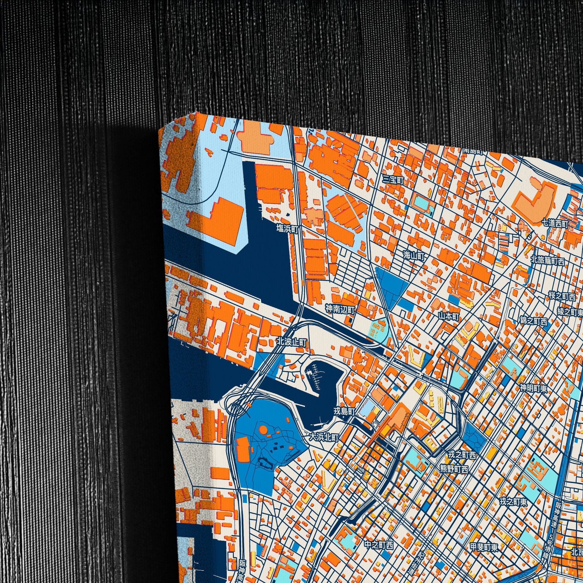 Sakai Japan Colorful City Map Canvas Print Detail