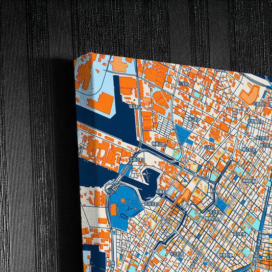 Sakai Japan Colorful City Map Canvas Print Detail