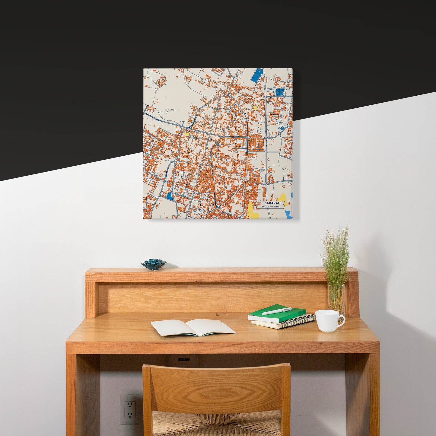 Sakakah Saudi Arabia Colorful City Map Canvas Print Scene