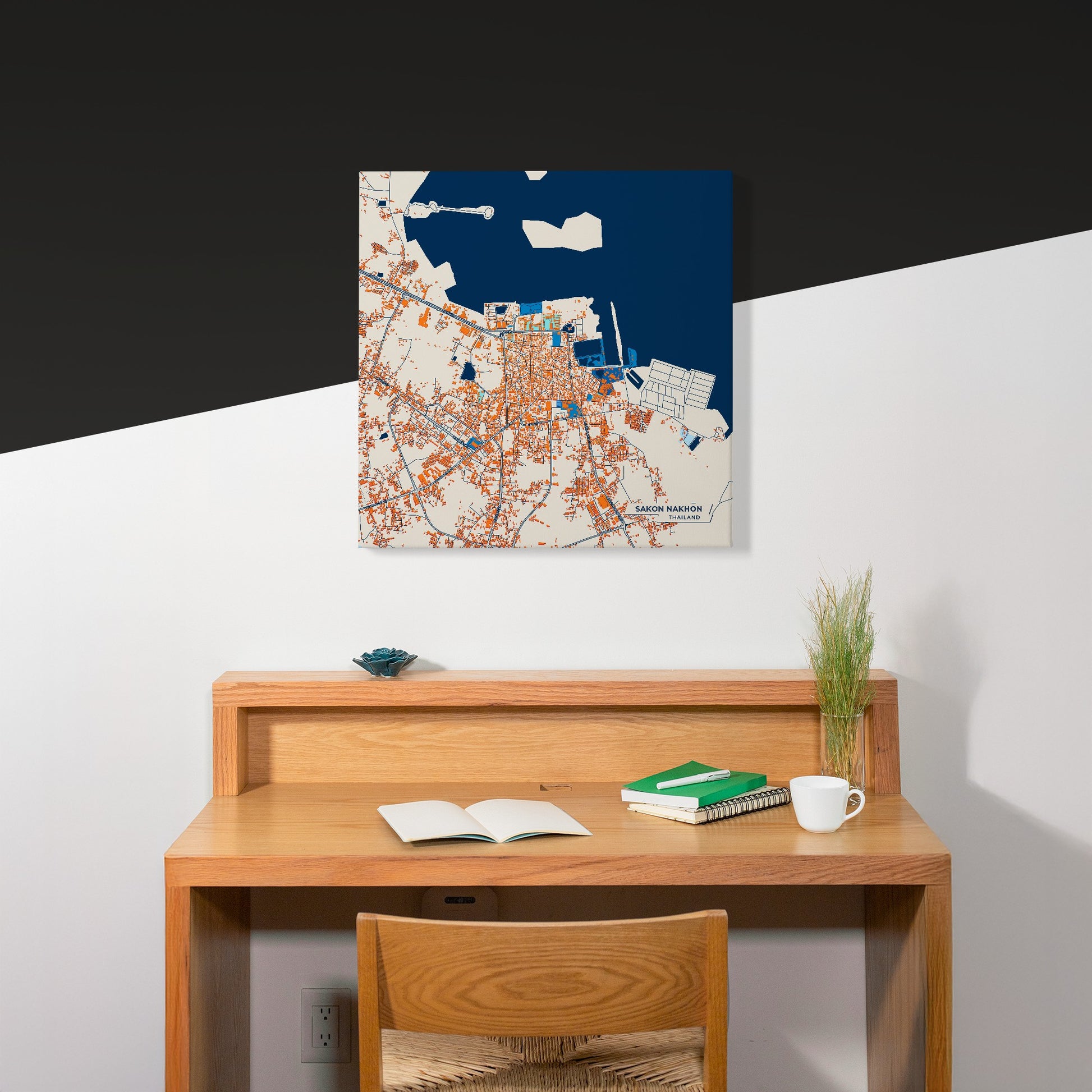 Sakon Nakhon Thailand Colorful City Map Canvas Print Scene