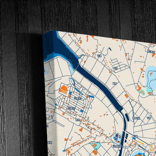 Sakura Japan Colorful City Map Canvas Print Detail