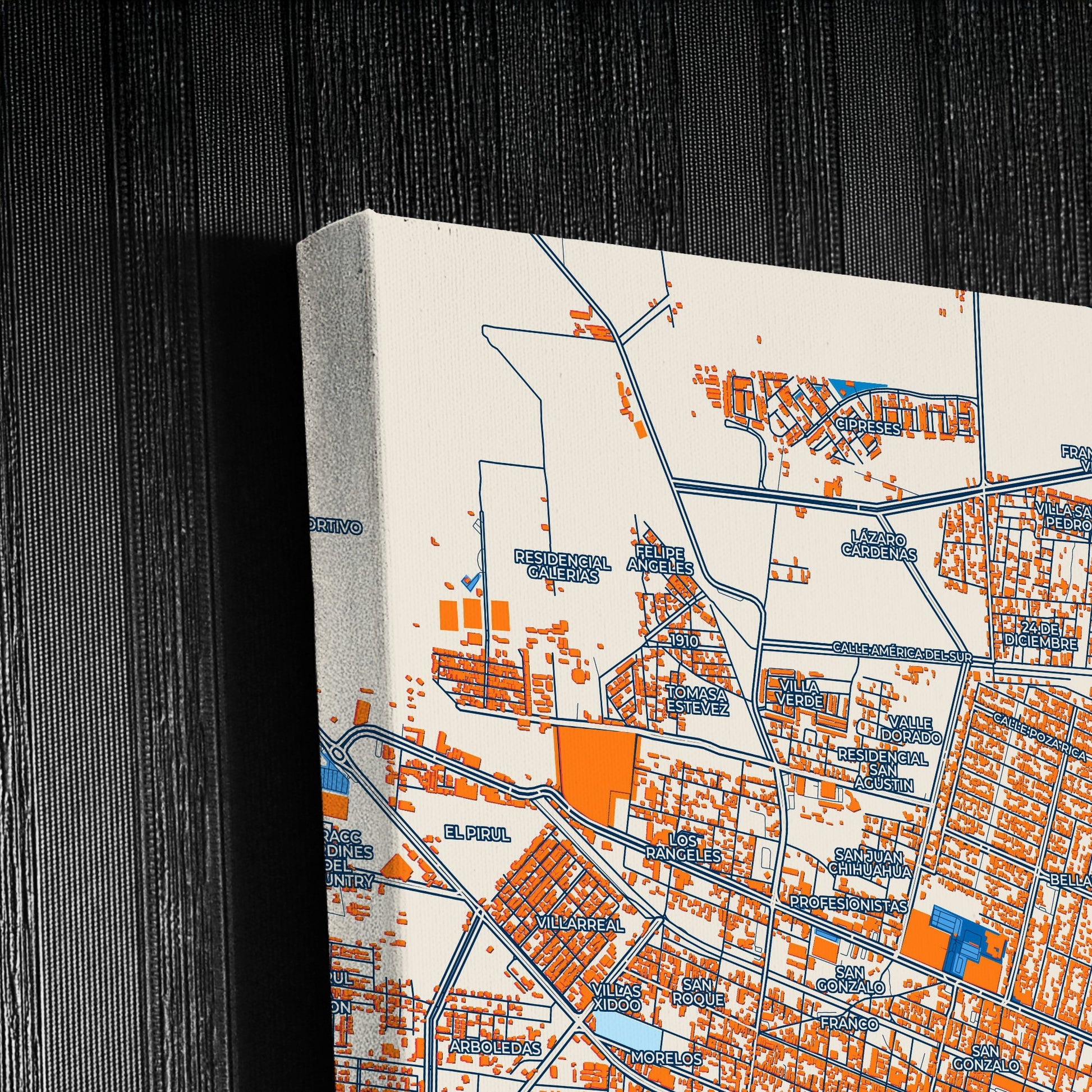 Salamanca Mexico Colorful City Map Canvas Print Detail