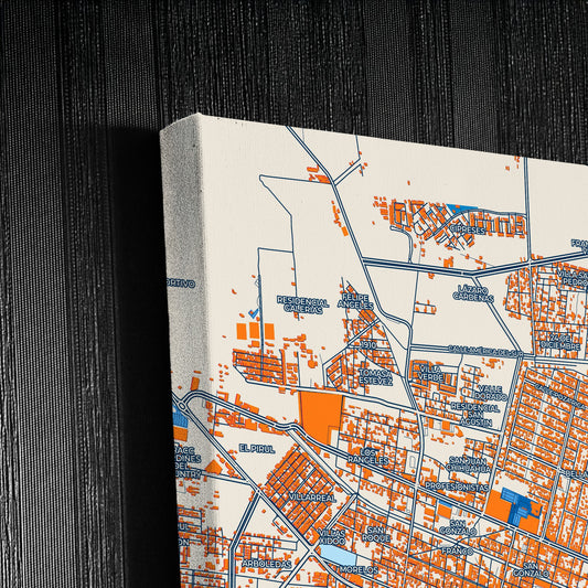 Salamanca Mexico Colorful City Map Canvas Print Detail
