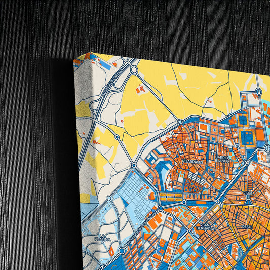 Salamanca Spain Colorful City Map Canvas Print Detail