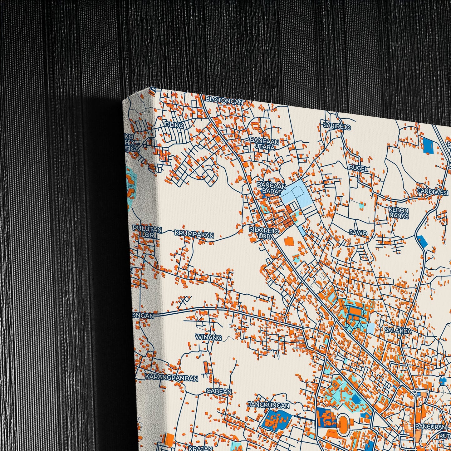 Salatiga Indonesia Colorful City Map Canvas Print Detail