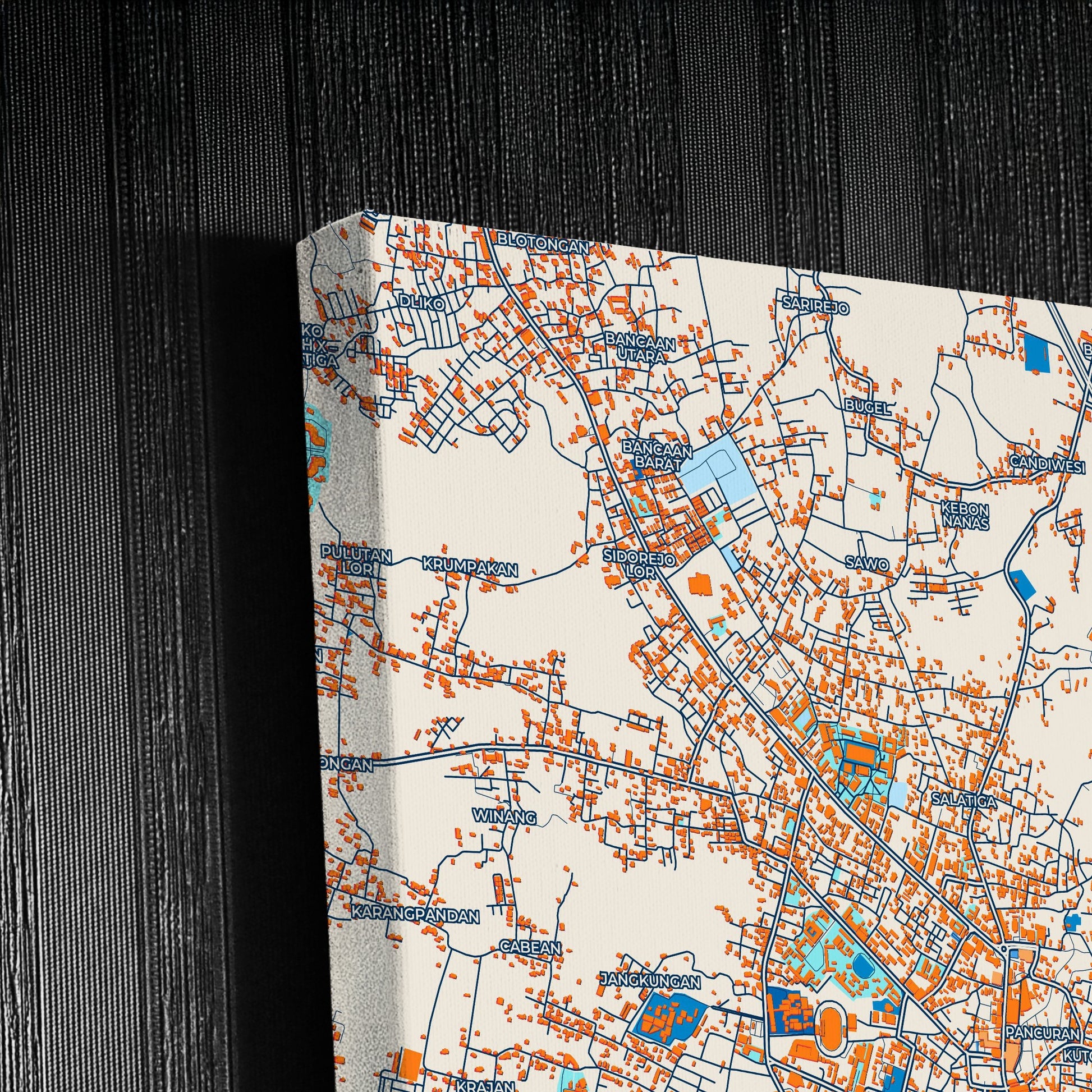 Salatiga Indonesia Colorful City Map Canvas Print Detail
