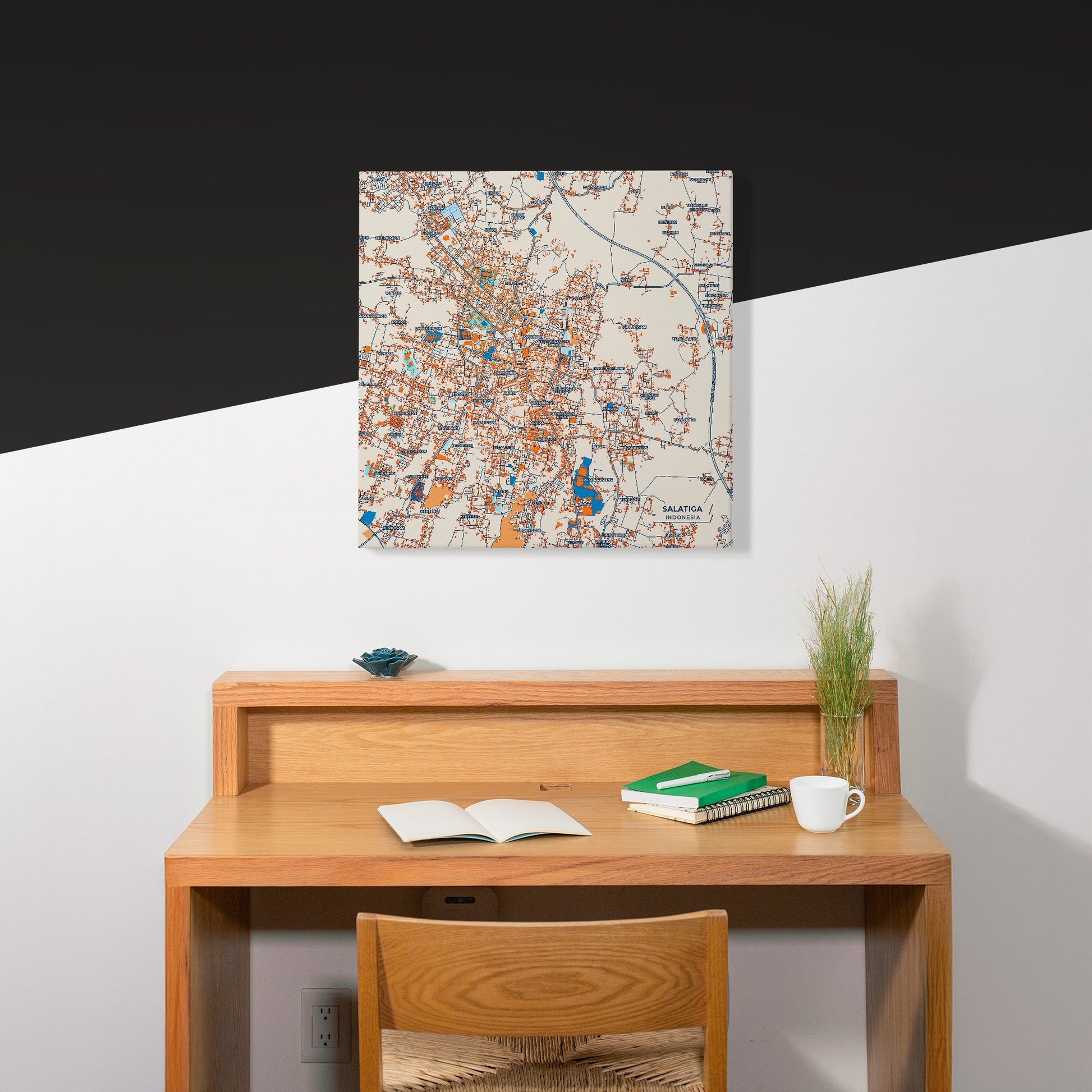 Salatiga Indonesia Colorful City Map Canvas Print Scene