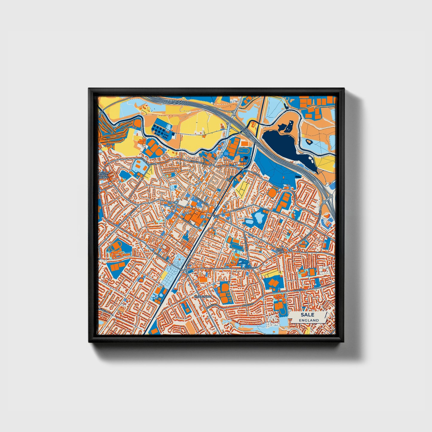 Sale England Colorful City Map Canvas Print • Black Framed