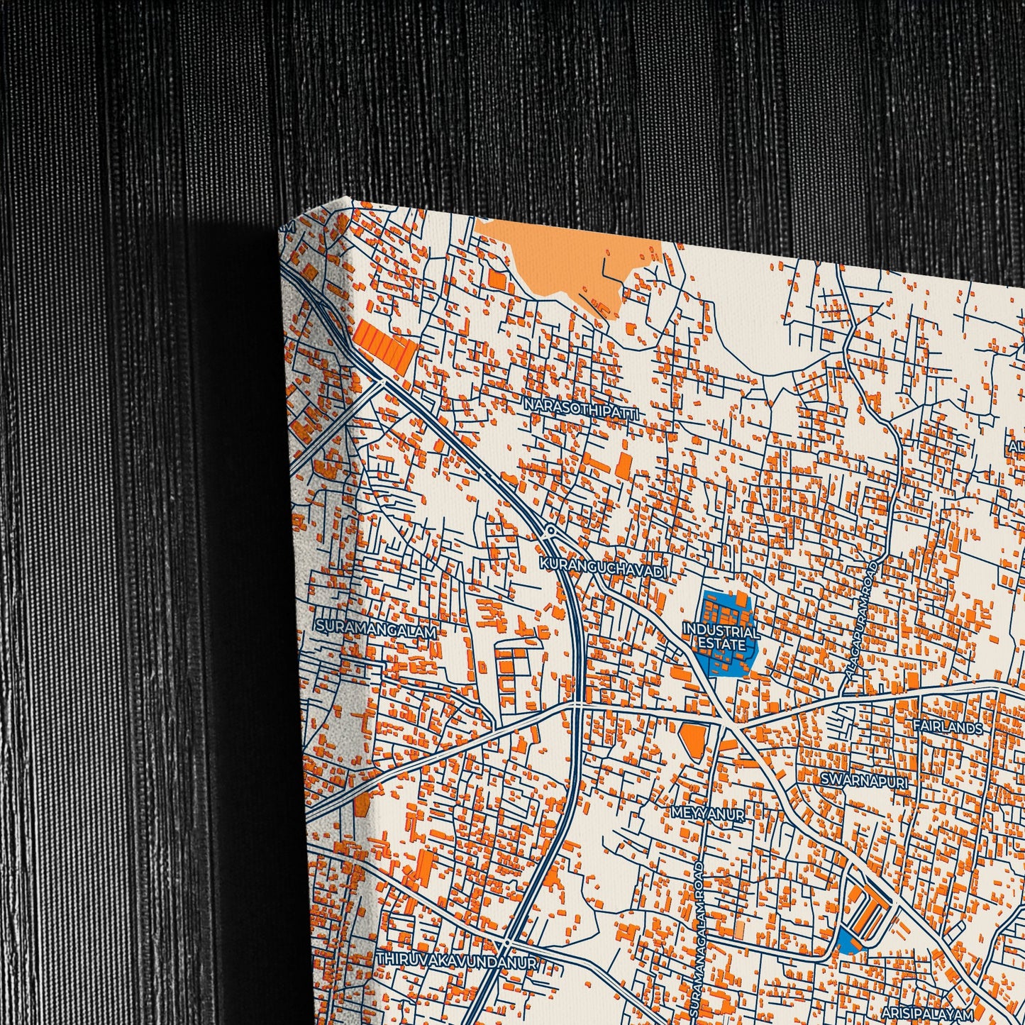 Salem India Colorful City Map Canvas Print Detail