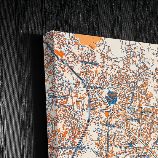 Salem India Colorful City Map Canvas Print Detail