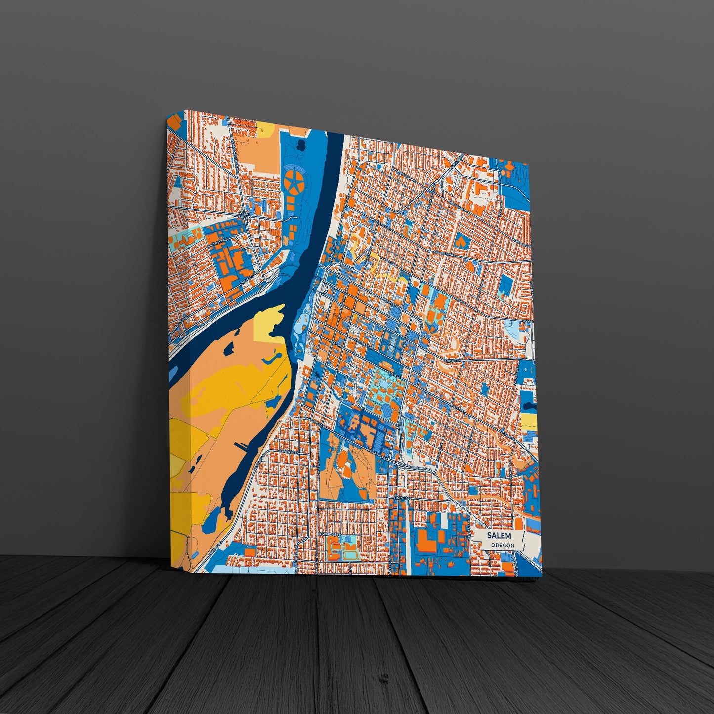 Salem Oregon Colorful City Map Canvas Print