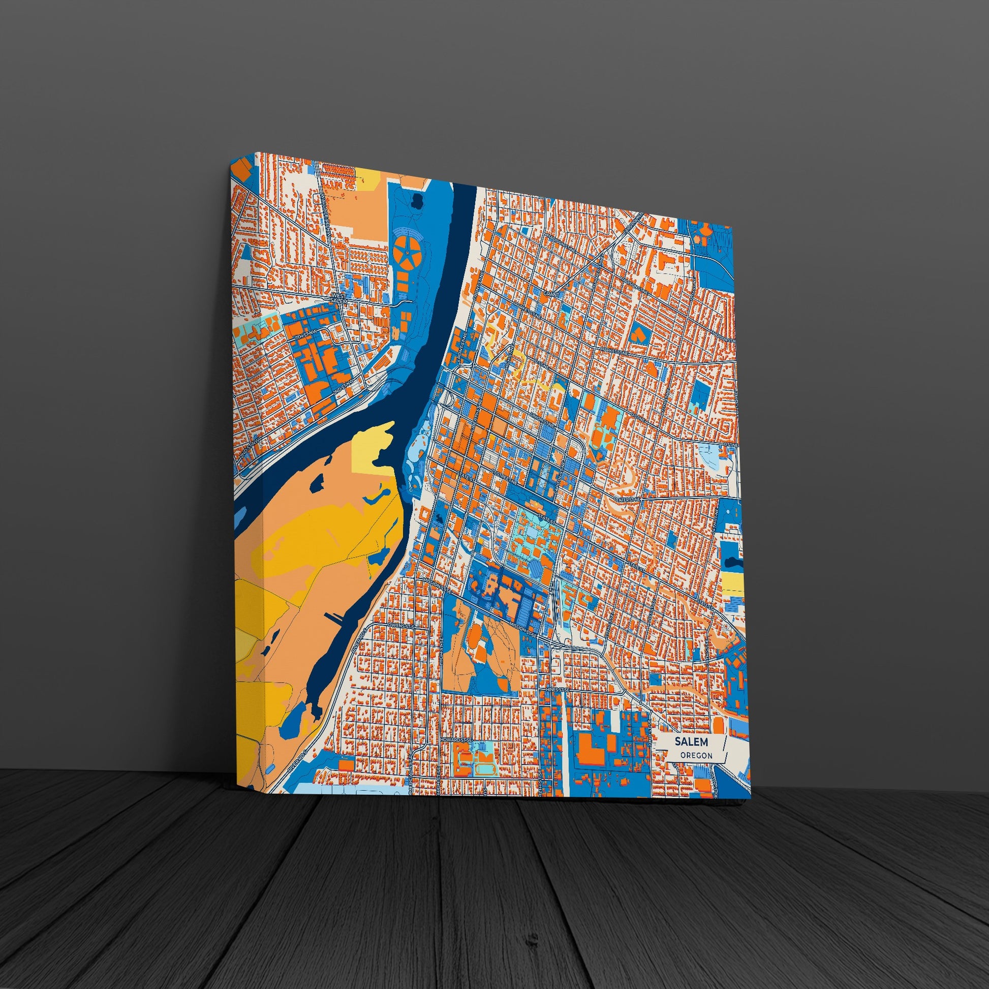Salem Oregon Colorful City Map Canvas Print