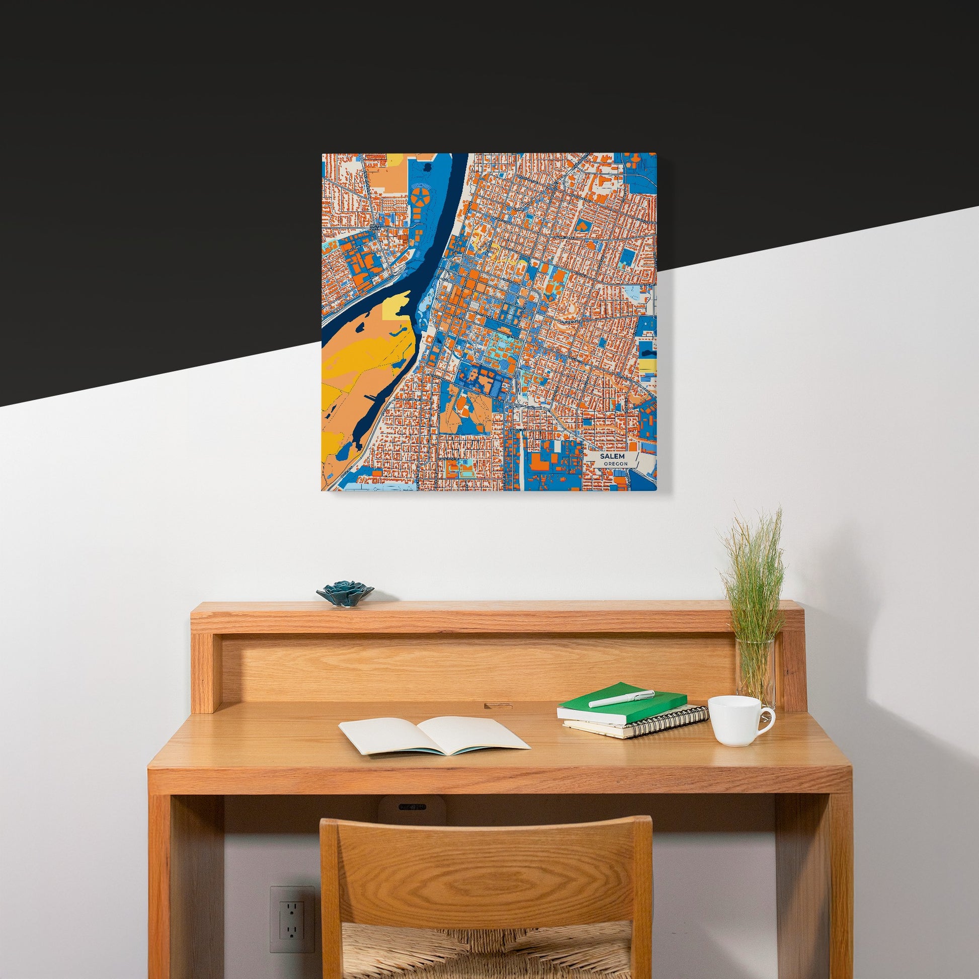 Salem Oregon Colorful City Map Canvas Print Scene