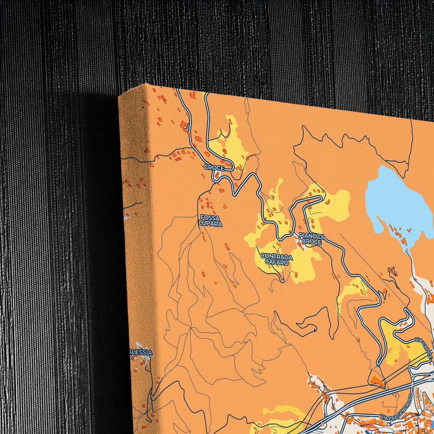 Salerno Italy Colorful City Map Canvas Print Detail