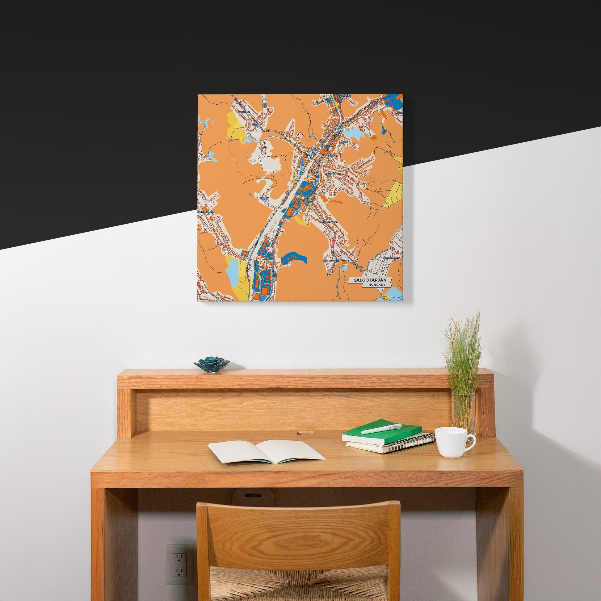 Salgótarján Hungary Colorful City Map Canvas Print Scene