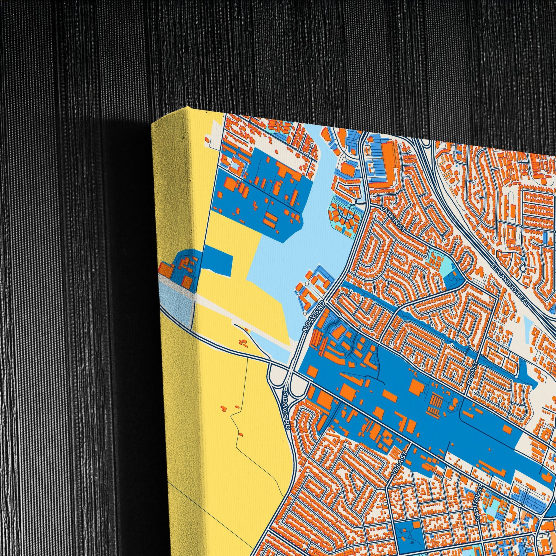 Salinas California Colorful City Map Canvas Print Detail